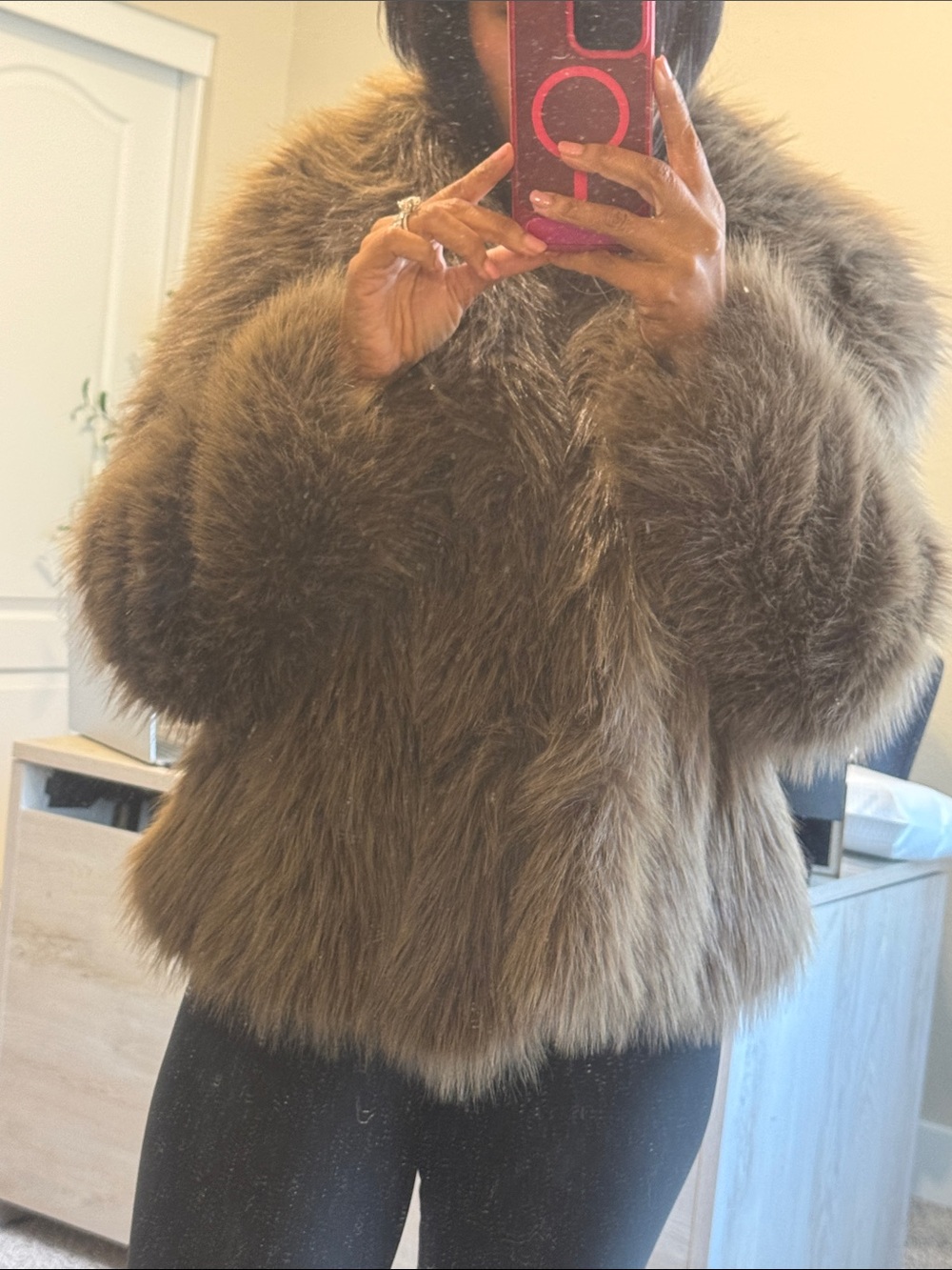 ZARA Faux Fur Women's Jacket in Brown